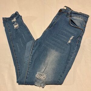 Bamboo skinny Distressed High Waist Blue Women Jeans
